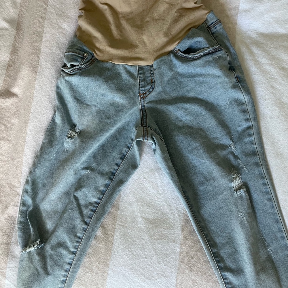 Bundle of 2 maternity pants - distressed denim and work pants